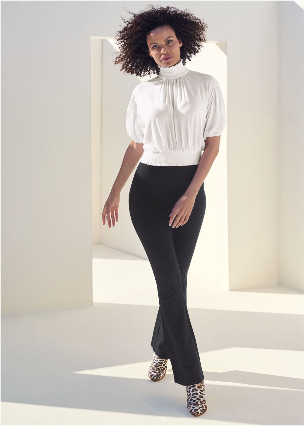 Venus Mock Neck Top in Off White