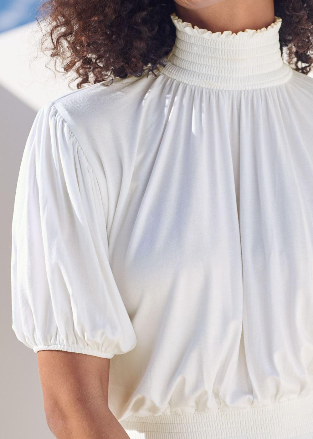 Venus Mock Neck Top in Off White
