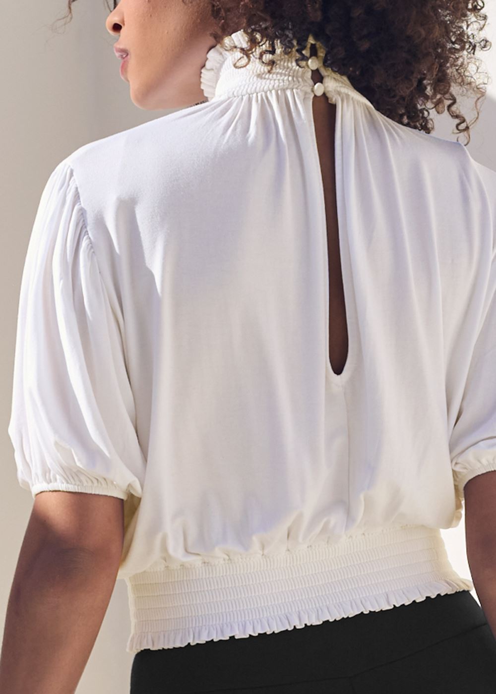 Venus Mock Neck Top in Off White