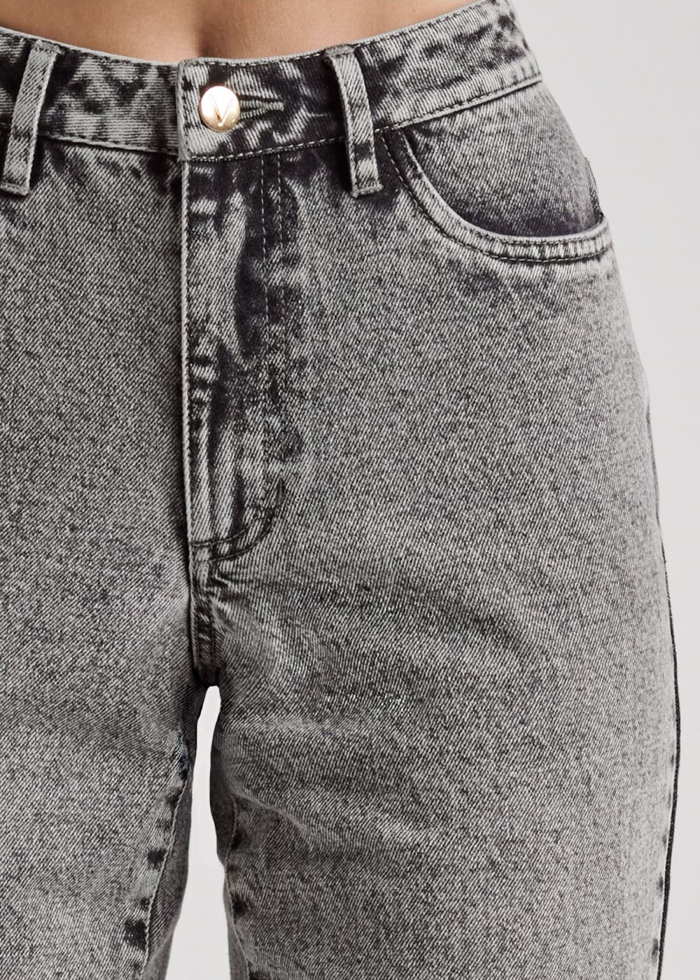 Venus New Vintage Wide Flare Jeans in Black Acid Wash