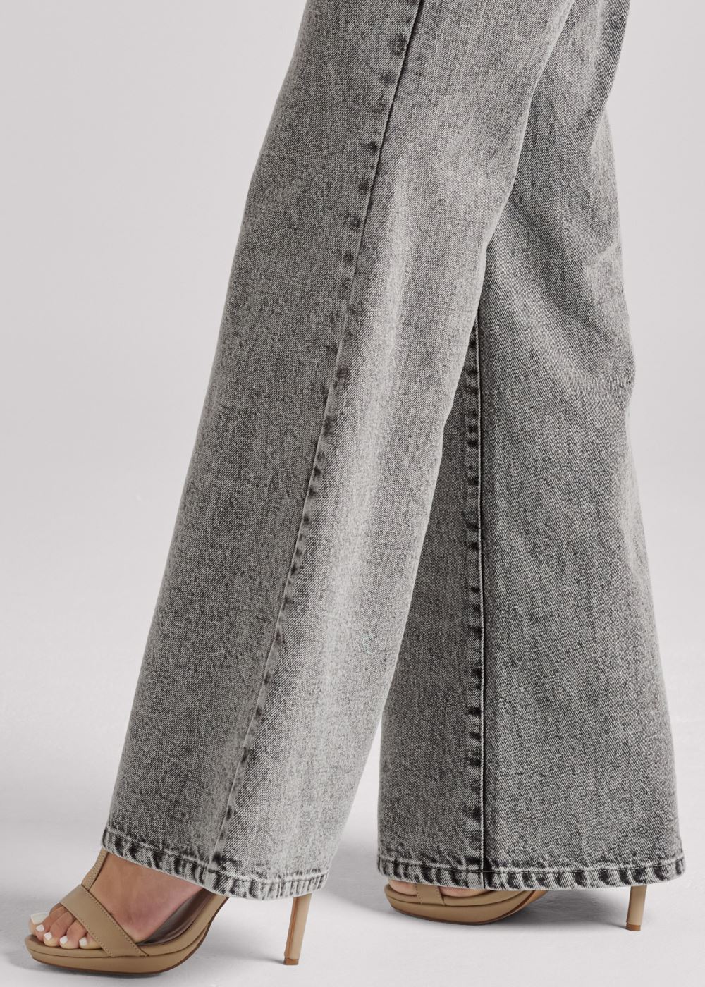 Venus New Vintage Wide Flare Jeans in Black Acid Wash
