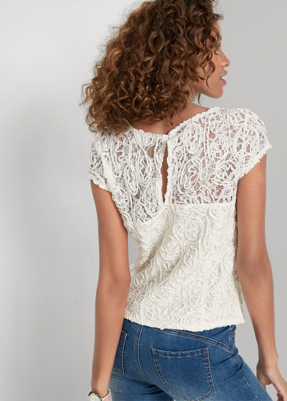 Venus Cap Sleeve Lace Top in White