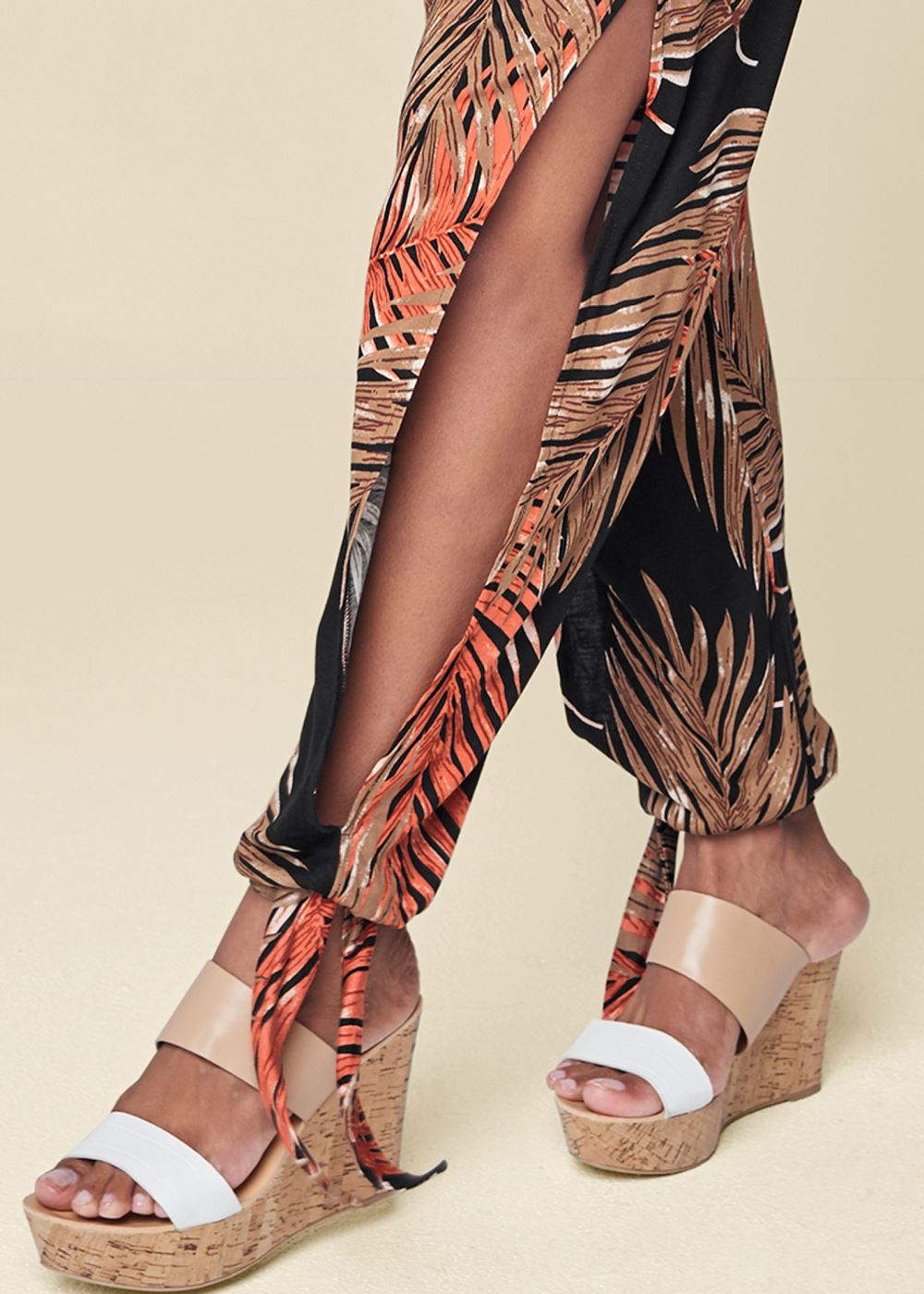 Venus Slit Detail Jumpsuit in Black Multi