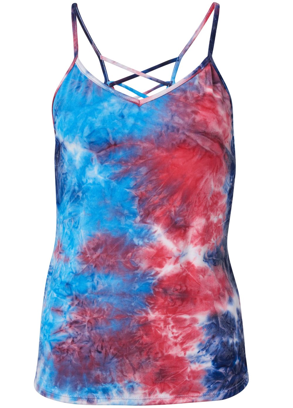 Venus Strappy Tie Dye Tank Top in Red Multi