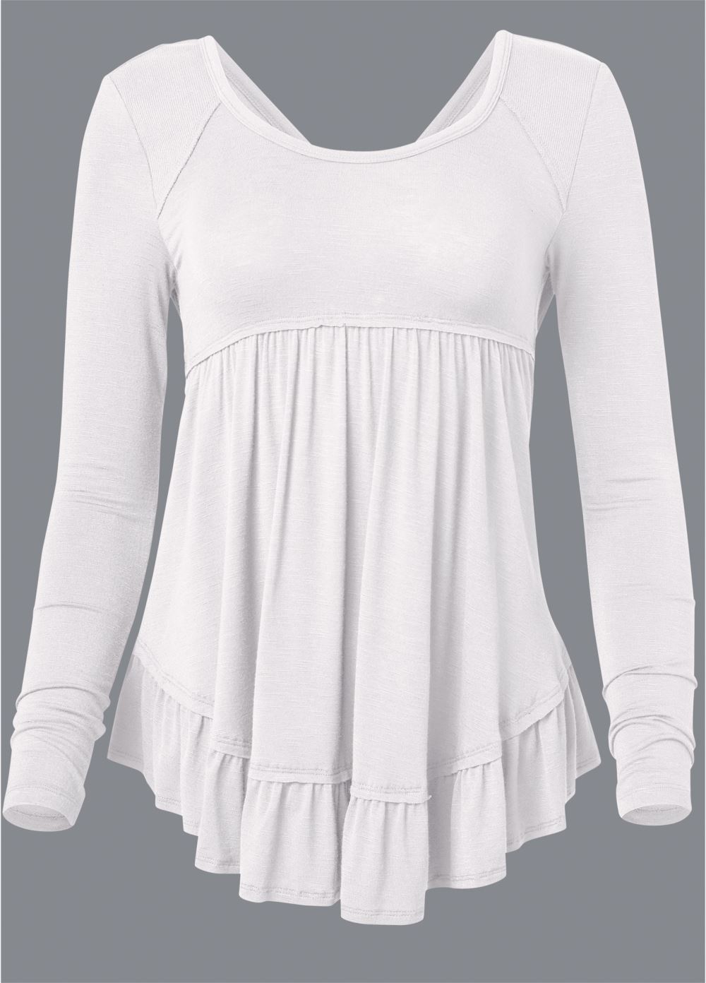Venus Long Sleeve Babydoll Top in White