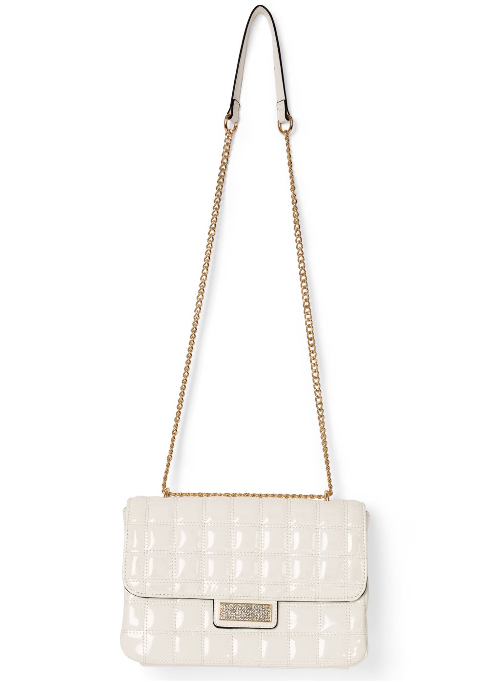 Venus Quilted Shiny Leather Bag in White