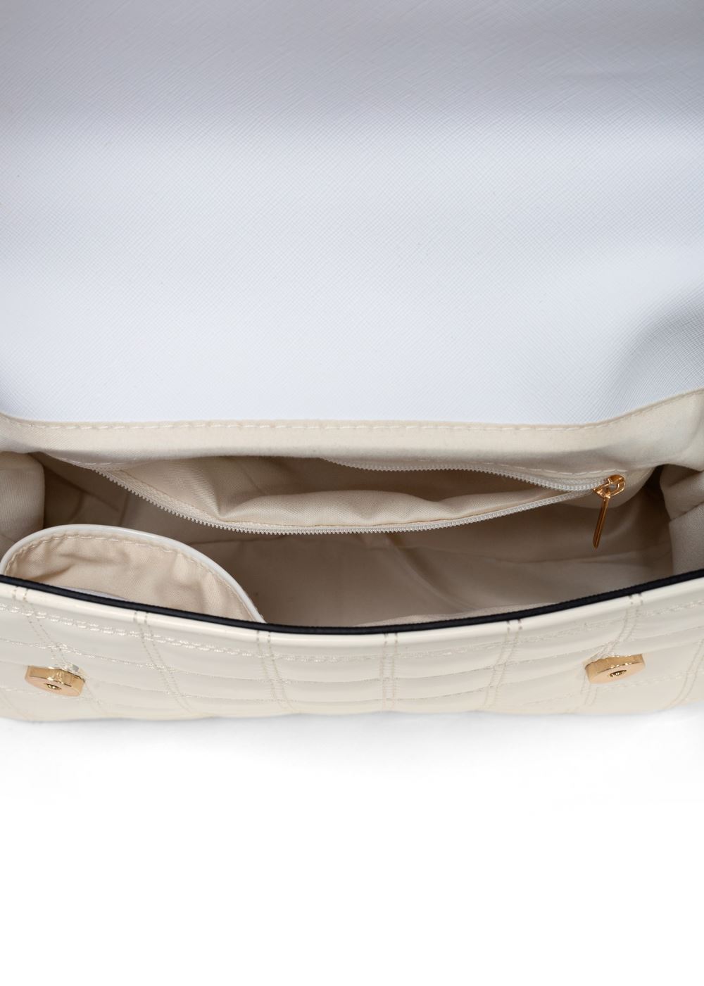 Venus Quilted Shiny Leather Bag in White