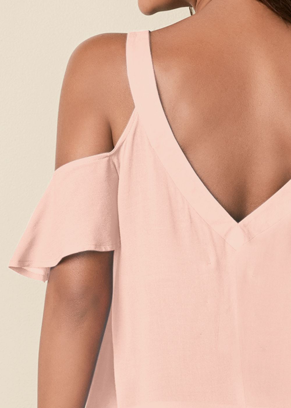 Venus Strappy Detail V-Neck Top in Light Pink