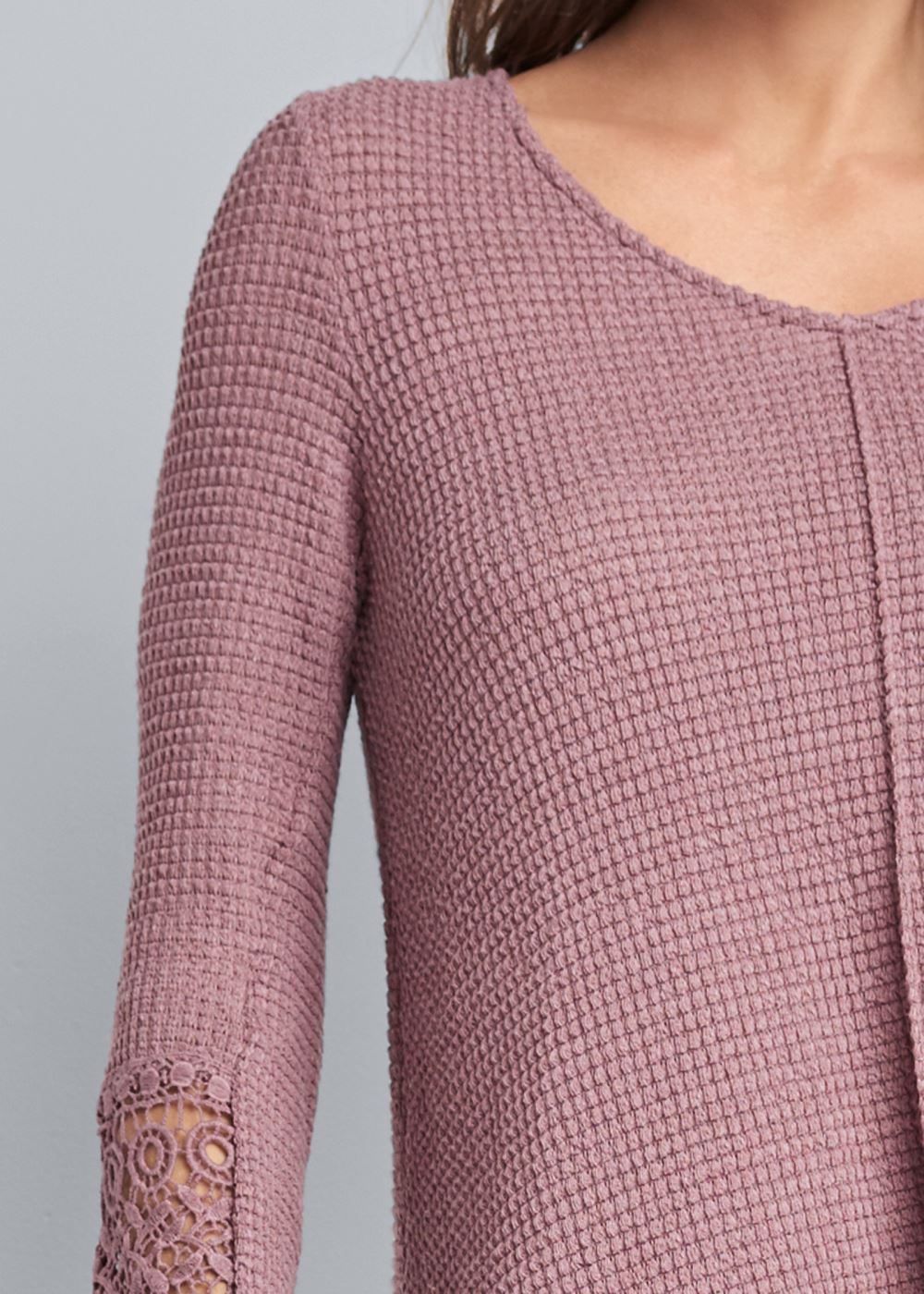 Venus Casual Waffle Knit Top in Mauve
