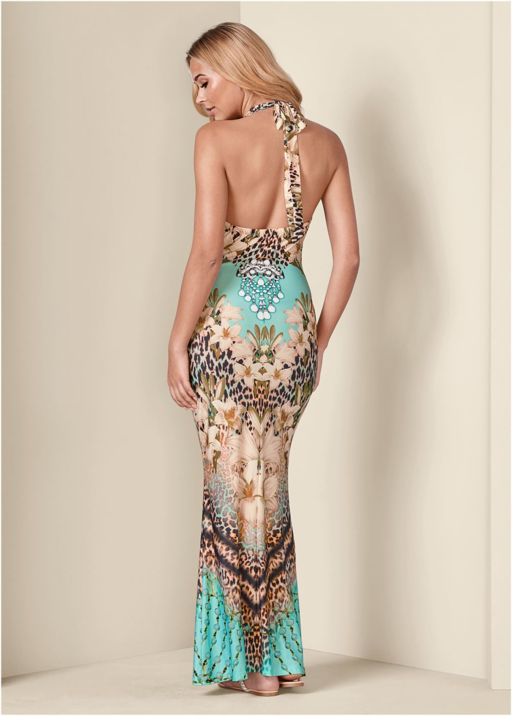 Venus Printed Maxi Dress - Turquoise Multi
