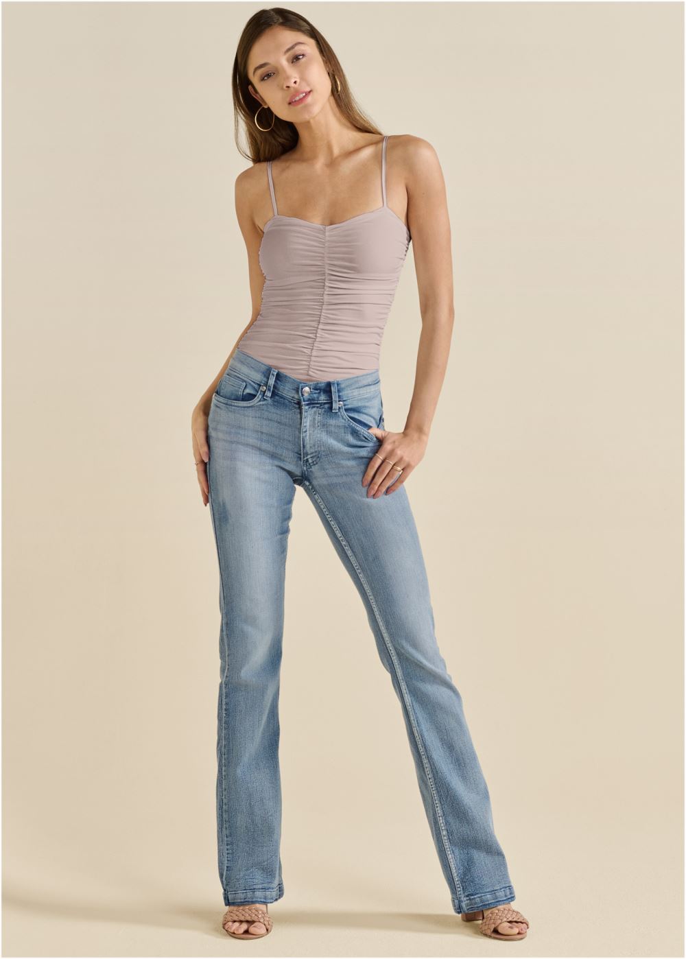 Venus Shape Embrace Ruched Bodysuit in Warm Grey
