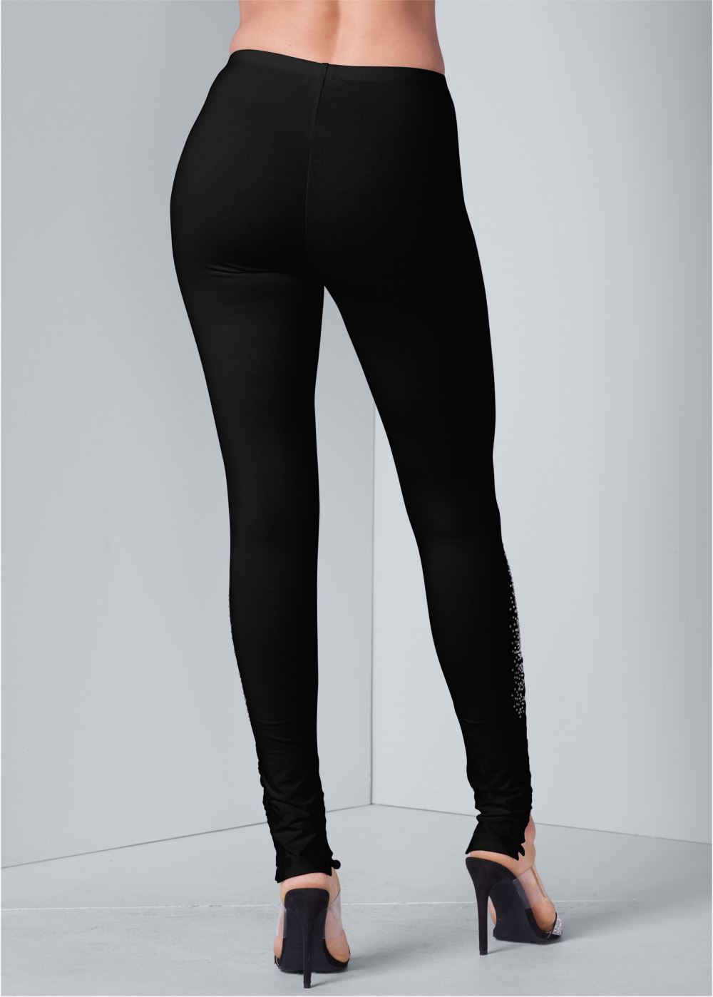 Venus Lace Detail Leggings in Black