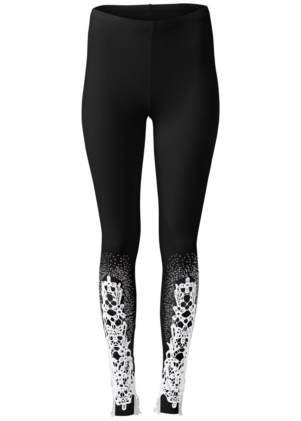 Venus Lace Detail Leggings in Black