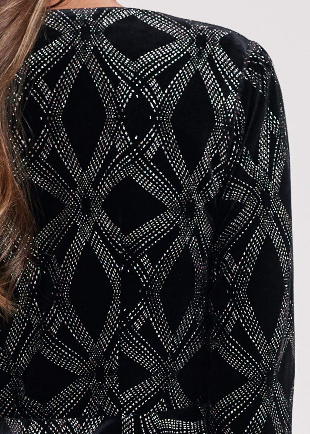 Venus Velvet Glitter Print Jacket in Black & Silver