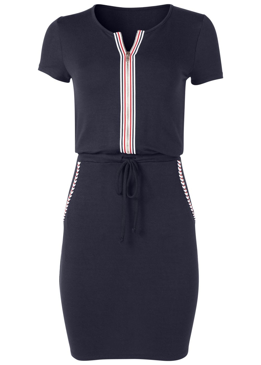 Venus Zip-Front Lounge Dress - Navy