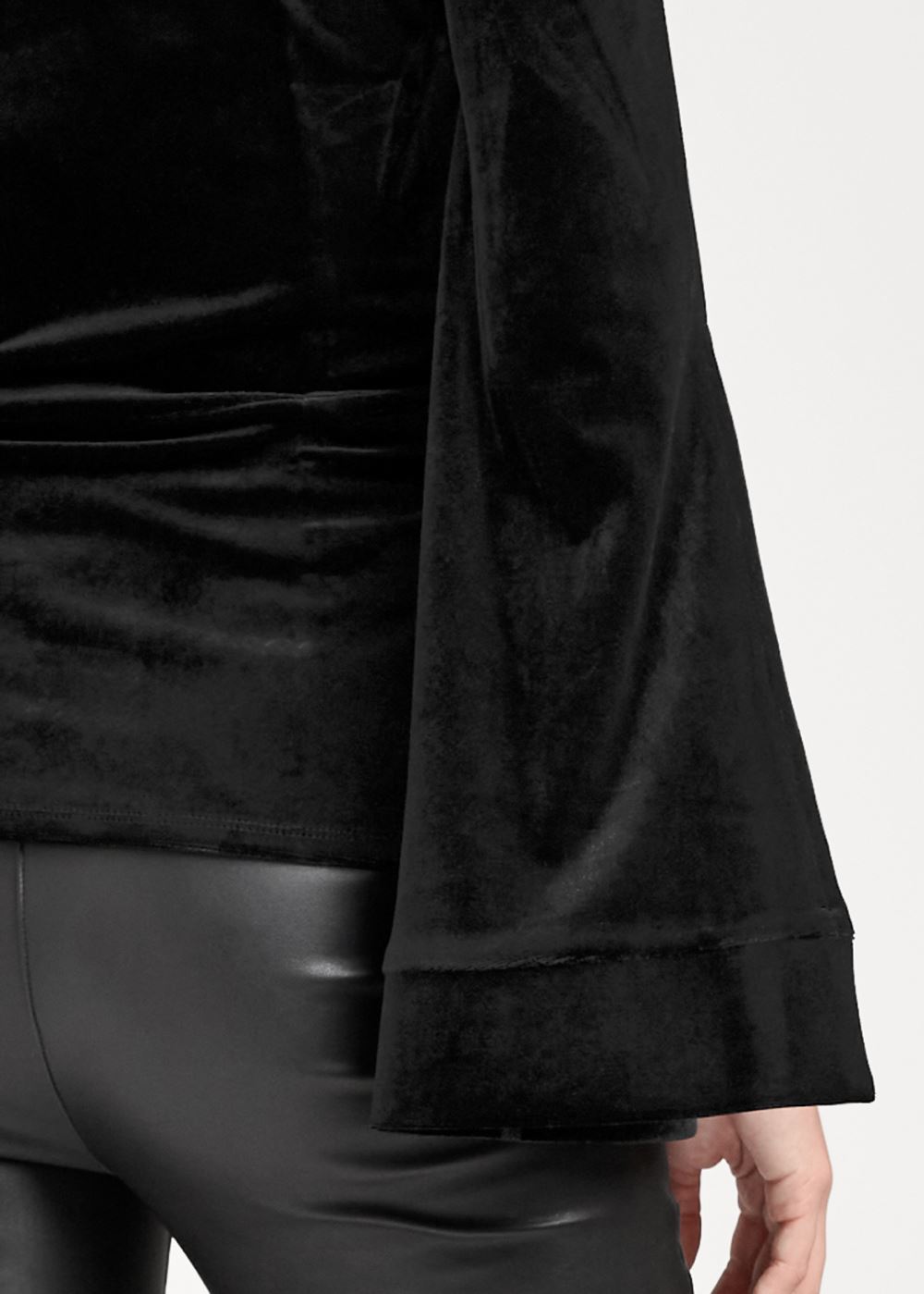Venus Strappy V-Neck Velvet Top in Black
