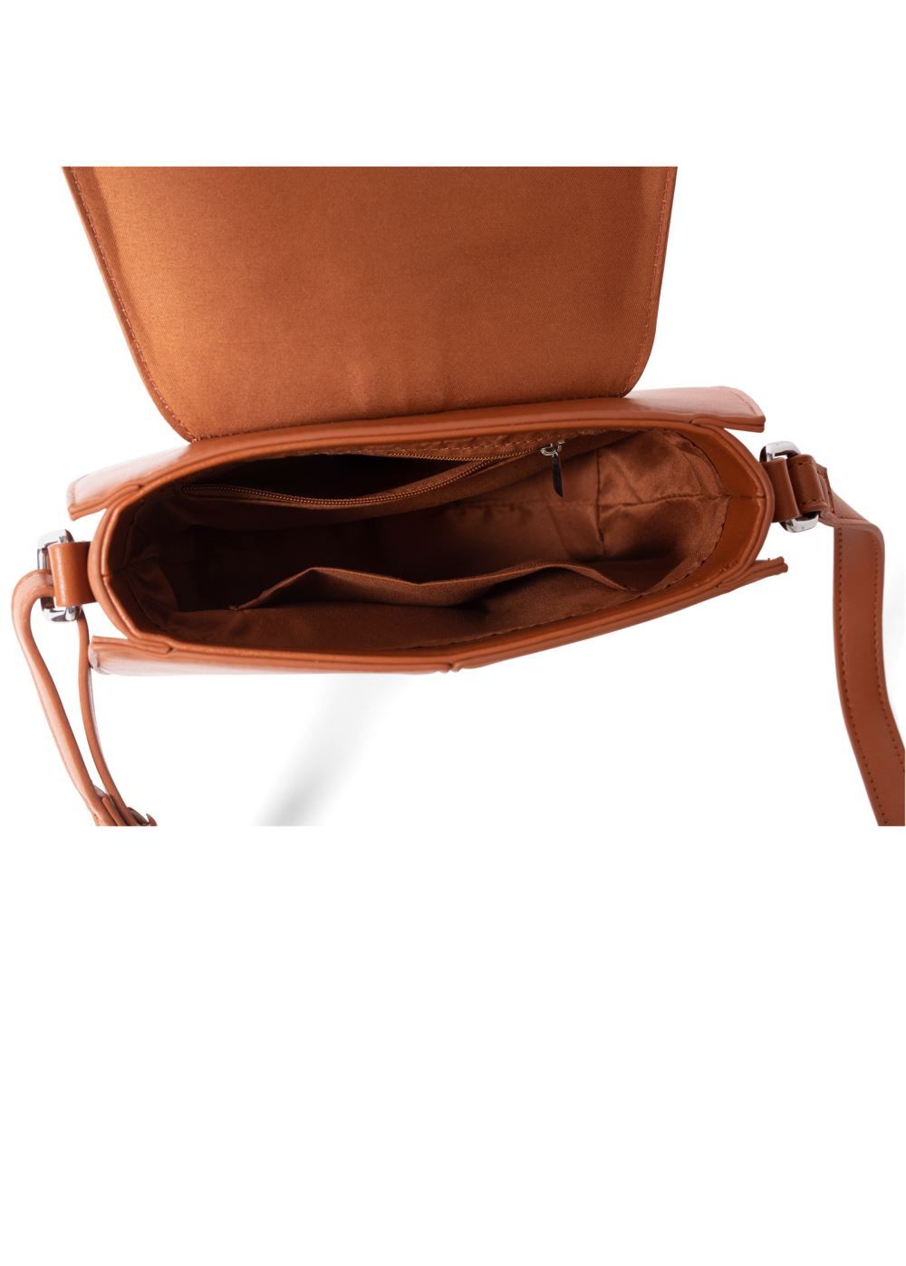 Venus Faux Leather Saddle Bag in Brown Multi