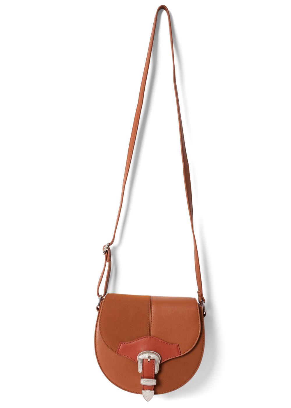 Venus Faux Leather Saddle Bag in Brown Multi