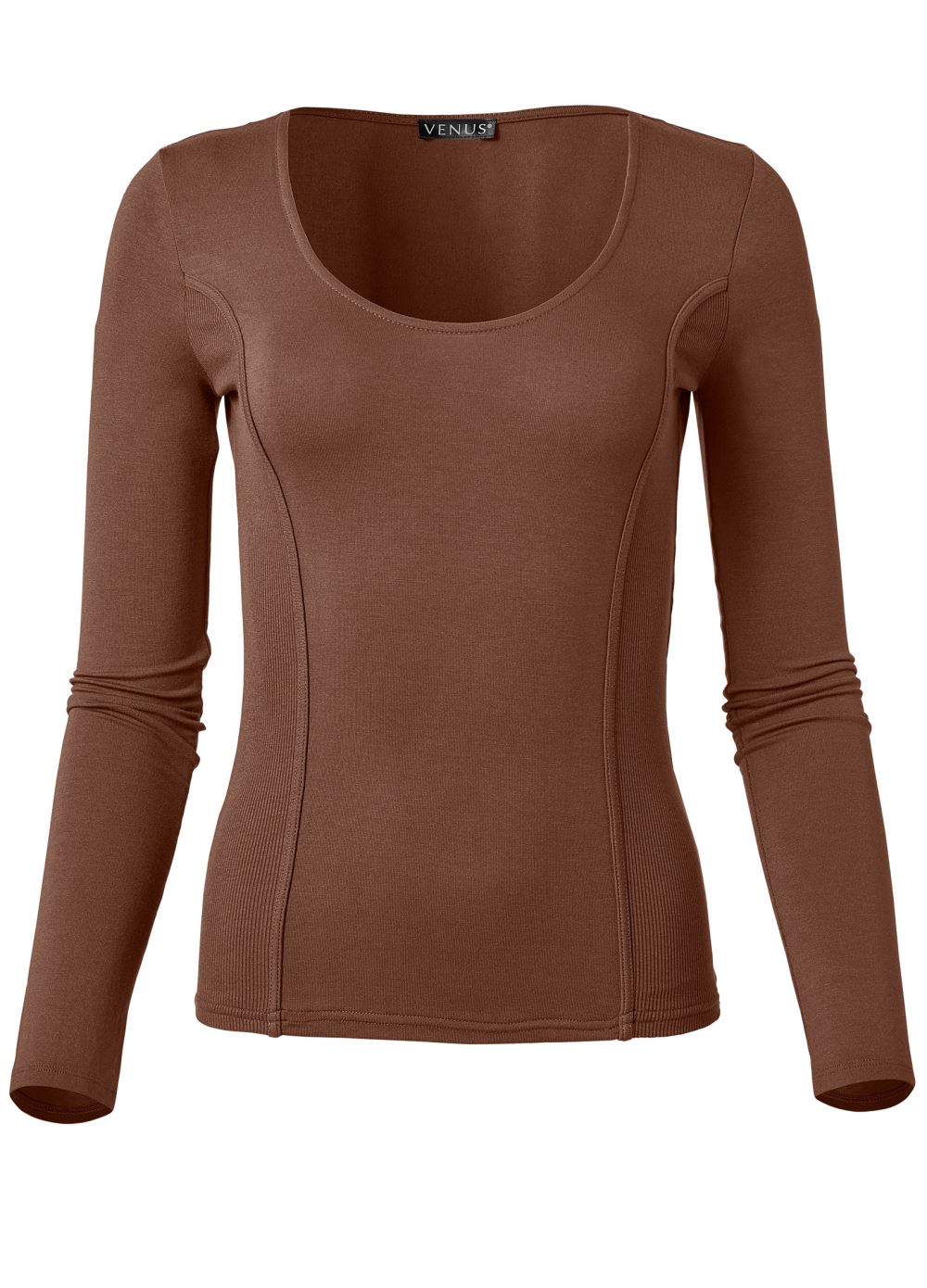 Venus Casual Long Sleeve Top in Dark Brown