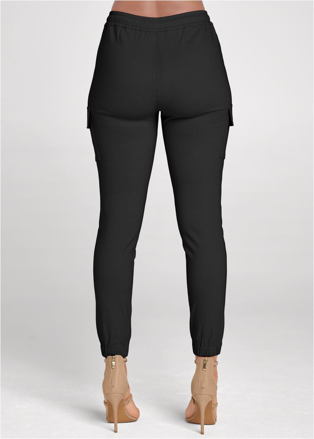 Venus Casual Pull-On Cargo Pants in Black