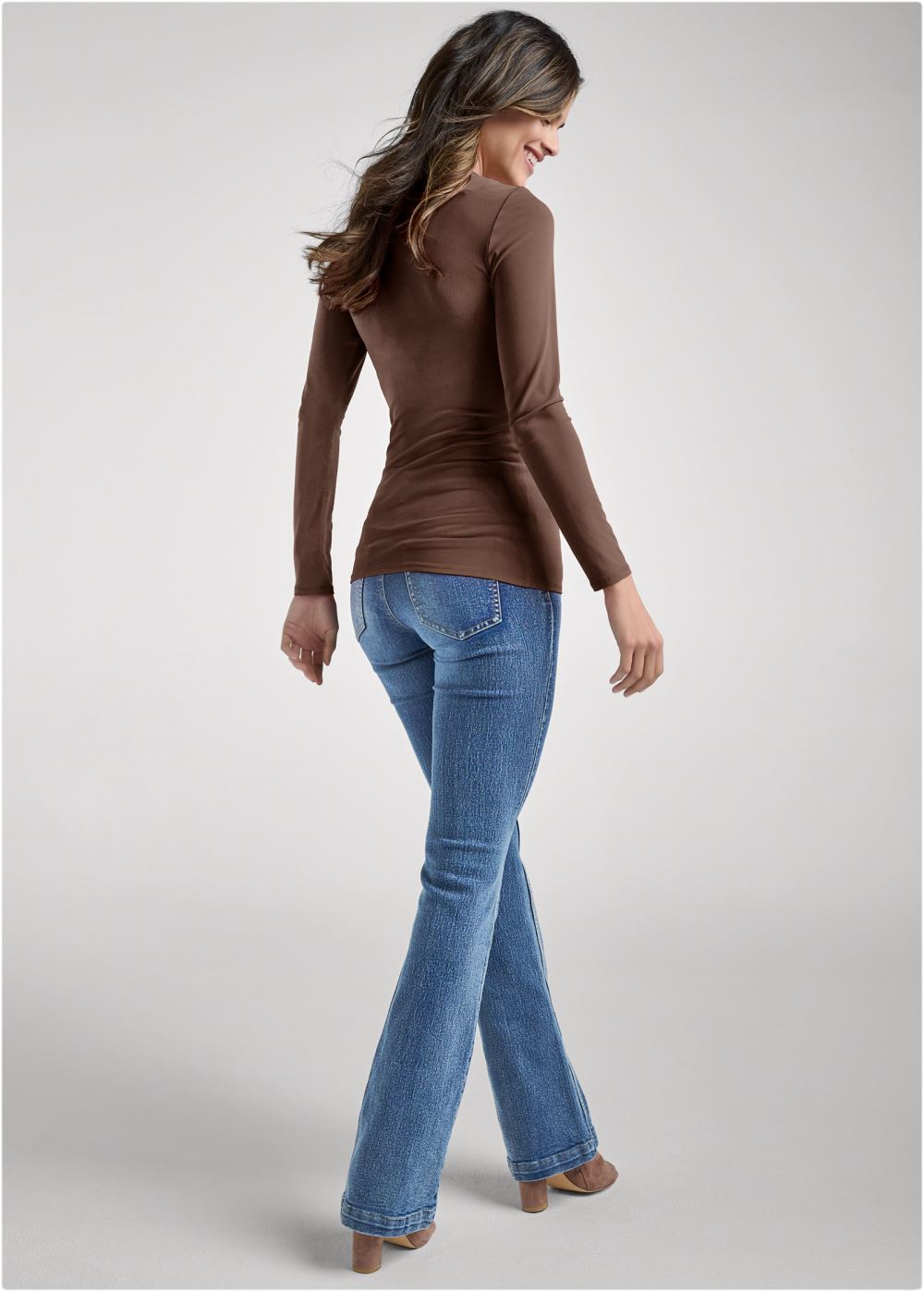 Venus Strappy Cutout Neckline Top in Dark Brown