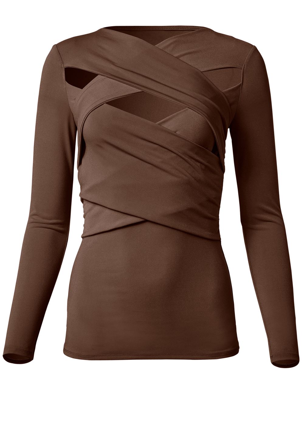 Venus Strappy Cutout Neckline Top in Dark Brown