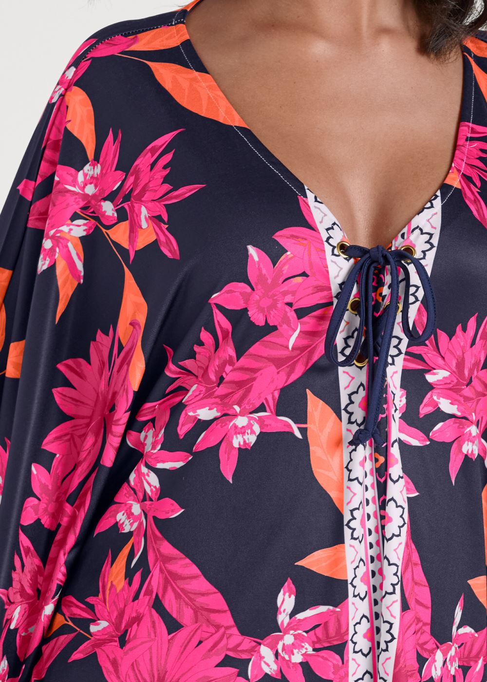 Venus Midnight Floral Border Top in Navy Multi