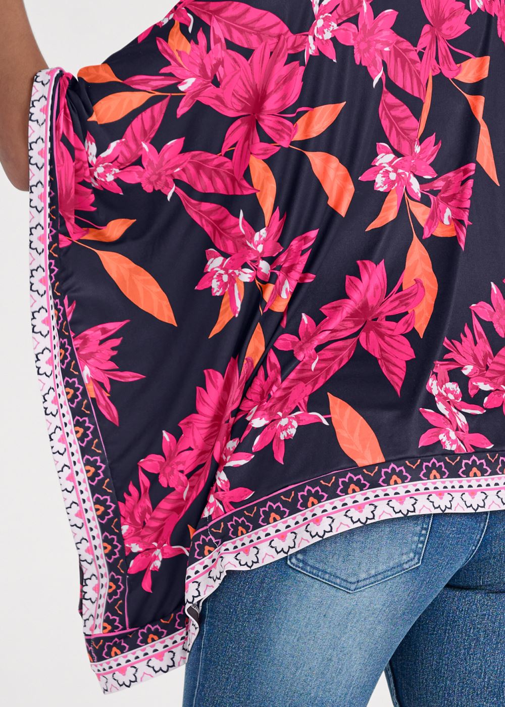 Venus Midnight Floral Border Top in Navy Multi