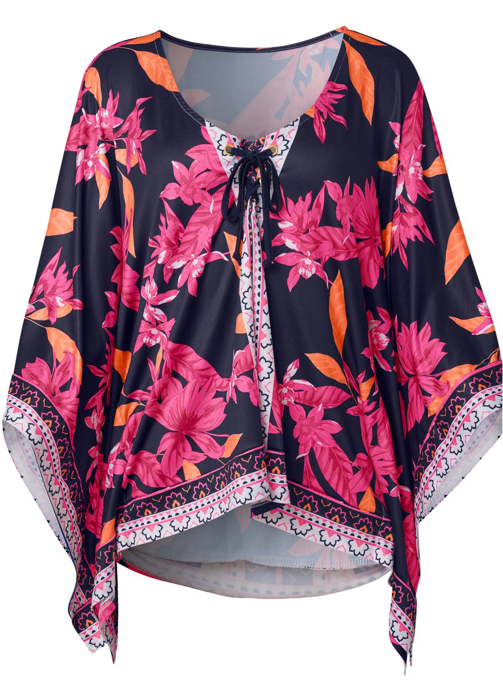 Venus Midnight Floral Border Top in Navy Multi
