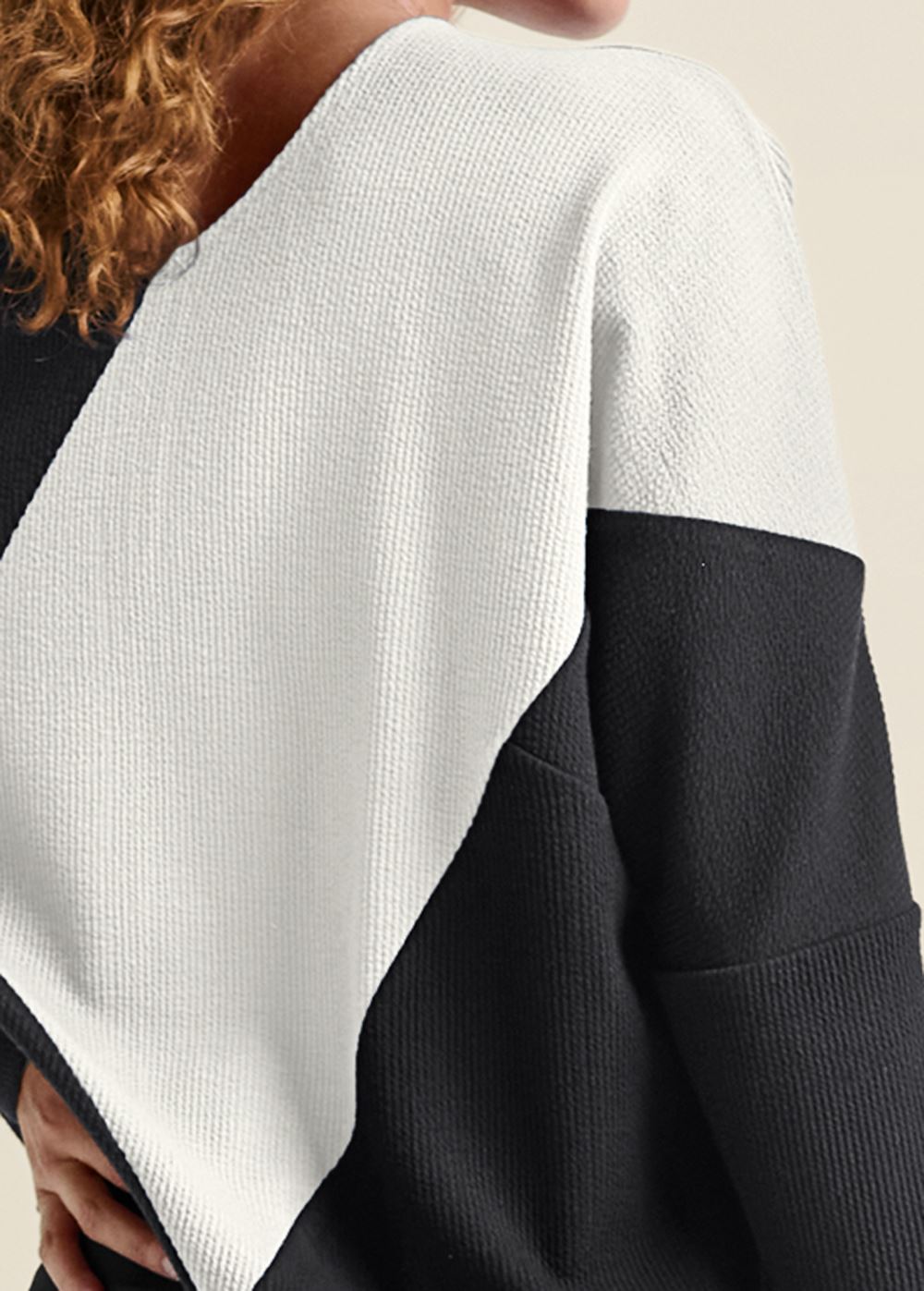 Venus Color Block Oversized Top in Black & White