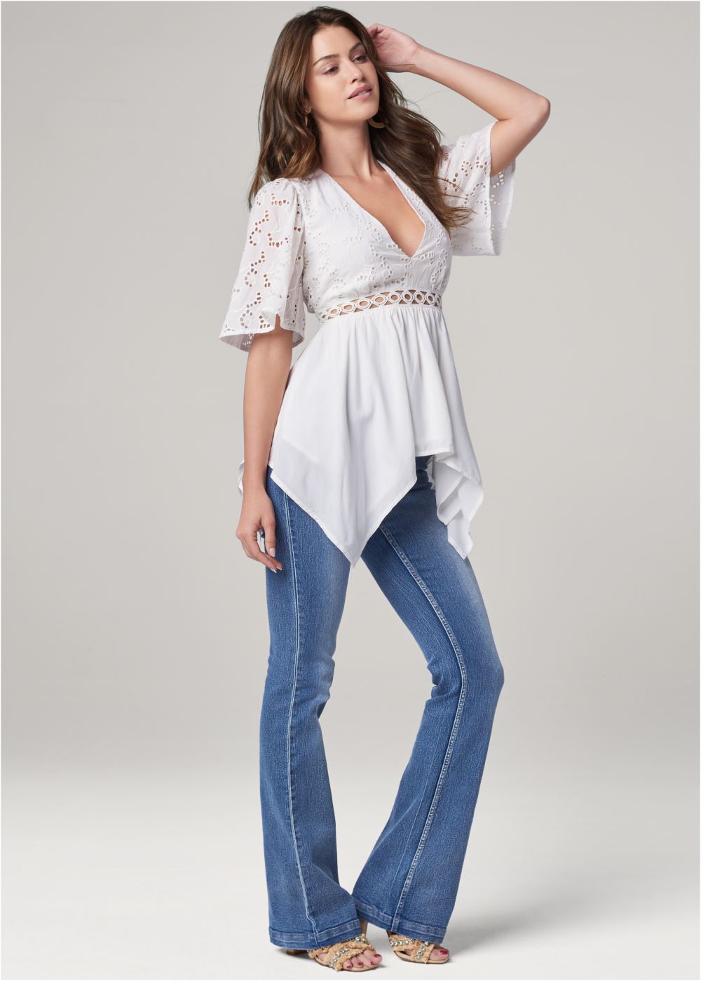 Venus Eyelet Detail Top in White