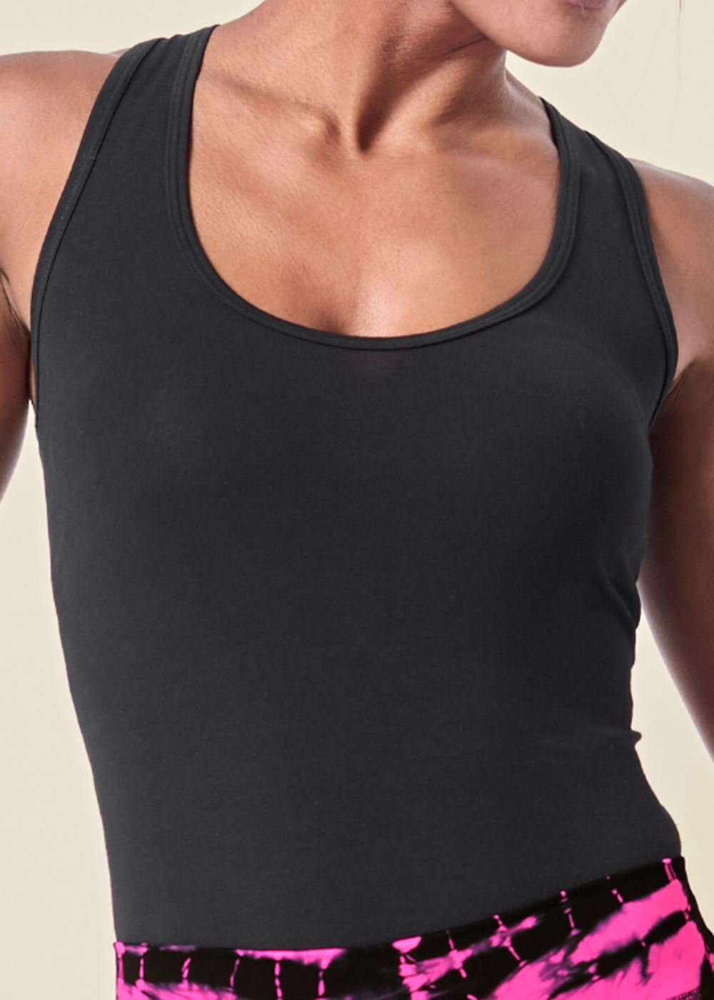 Venus Strappy Back Tank Top in Black