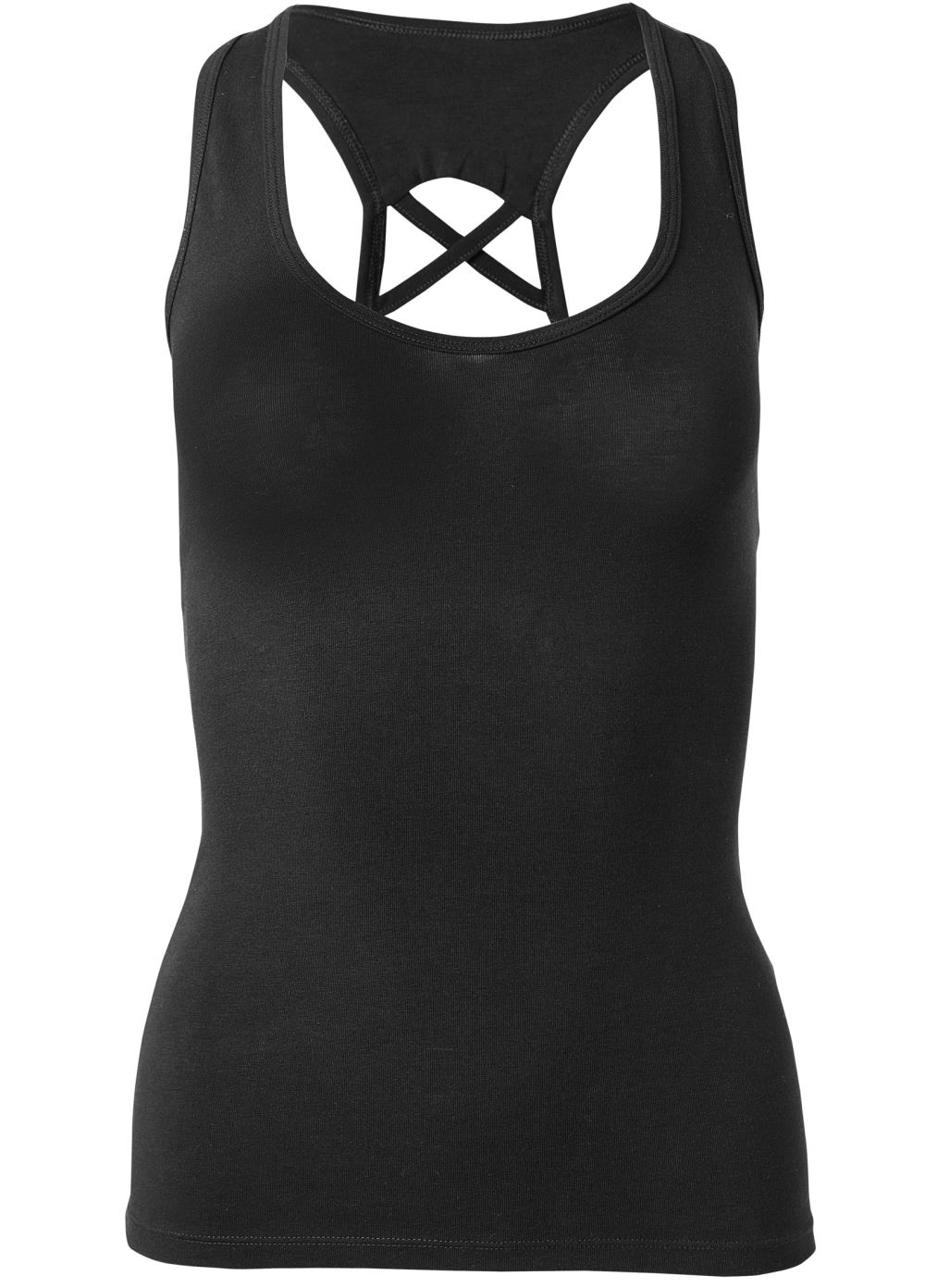 Venus Strappy Back Tank Top in Black