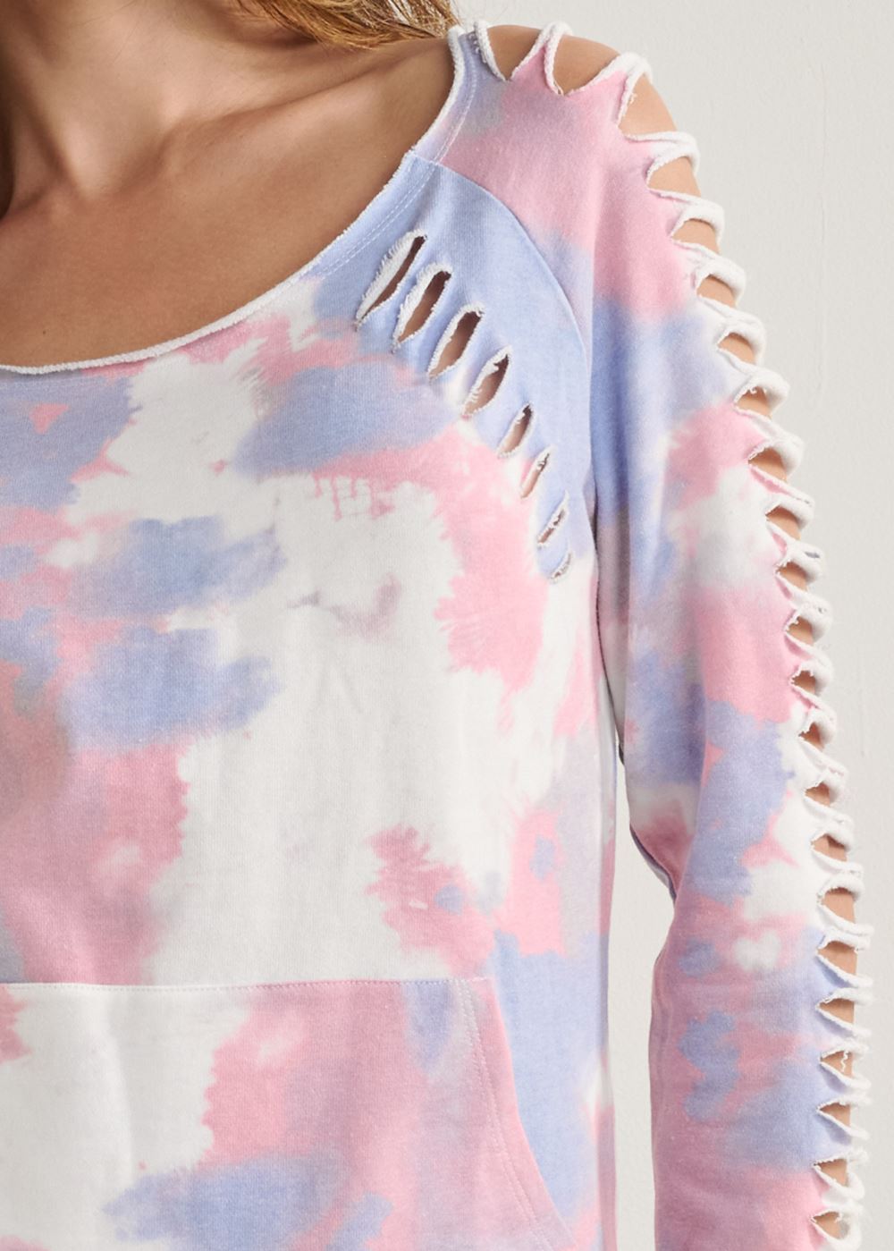 Venus Slash Detail Sweatshirt in White Multi