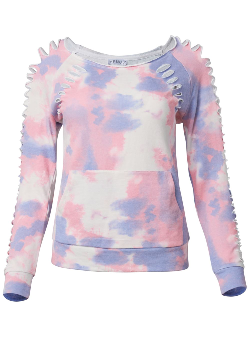 Venus Slash Detail Sweatshirt in White Multi