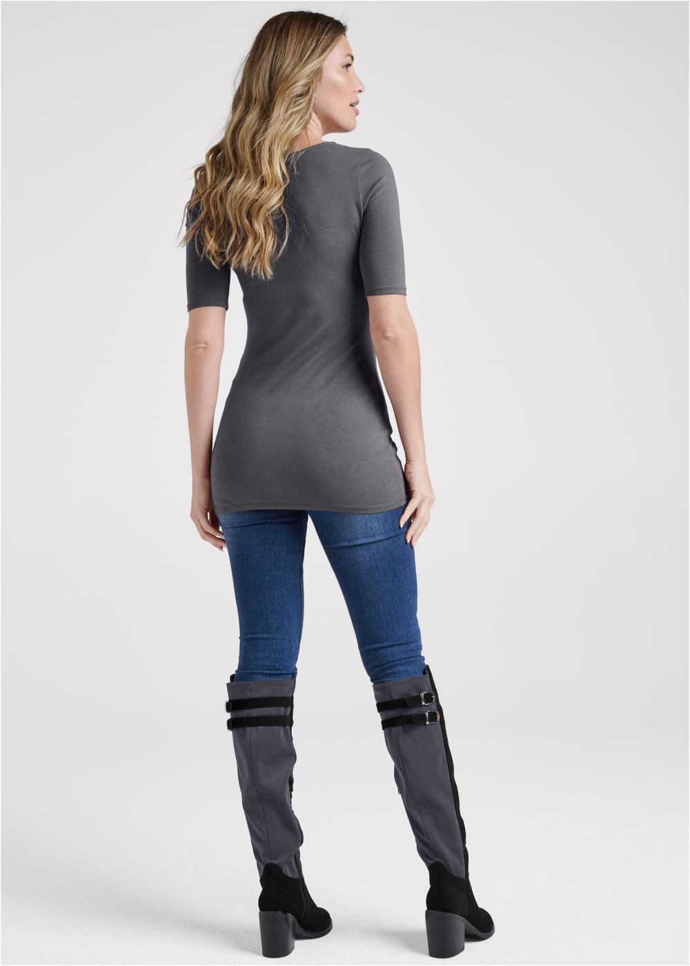 Venus Strappy Long And Lean Top in Dark Grey