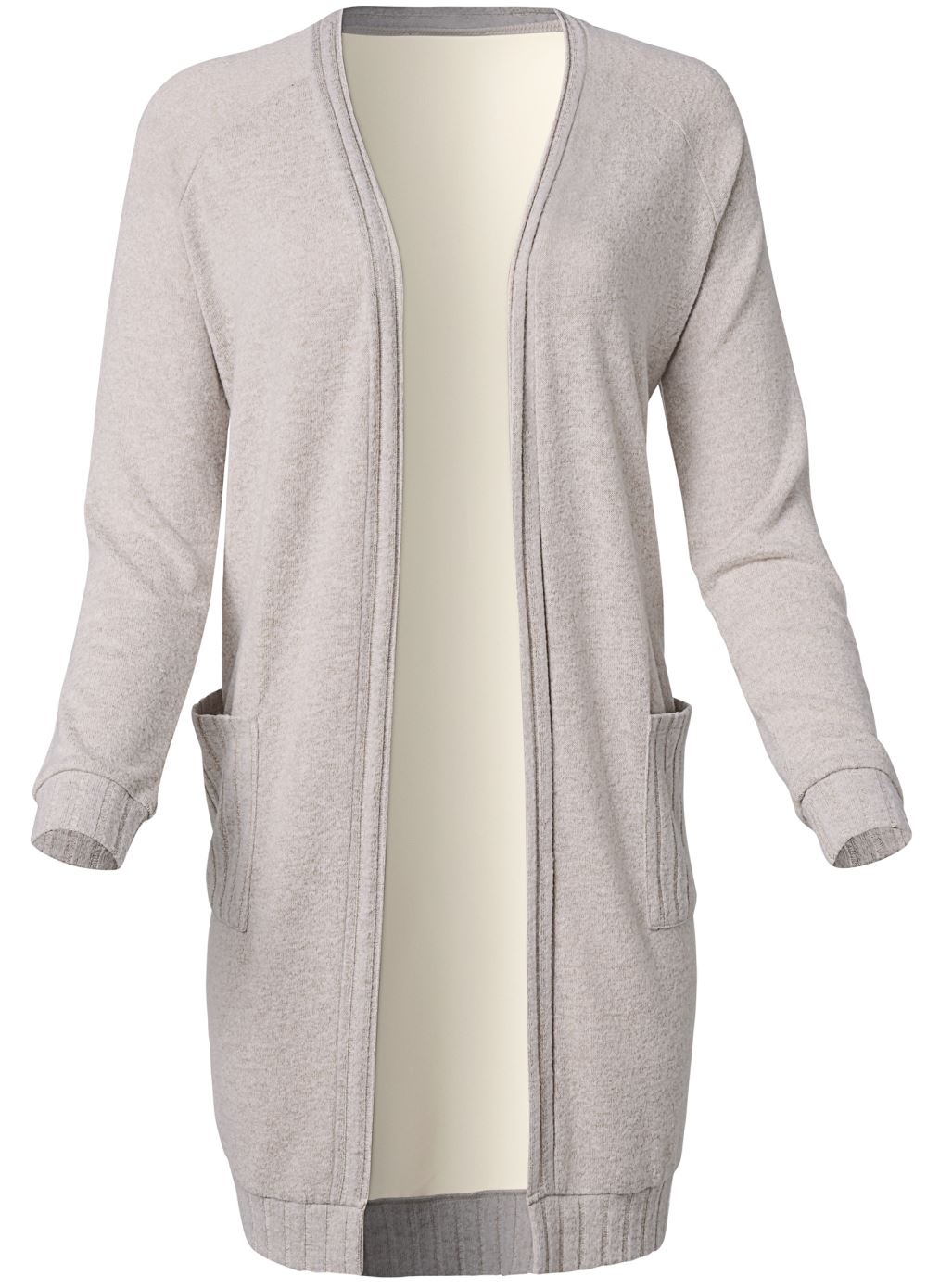 Venus VENUS | Ribbed Hacci Cardigan in Taupe
