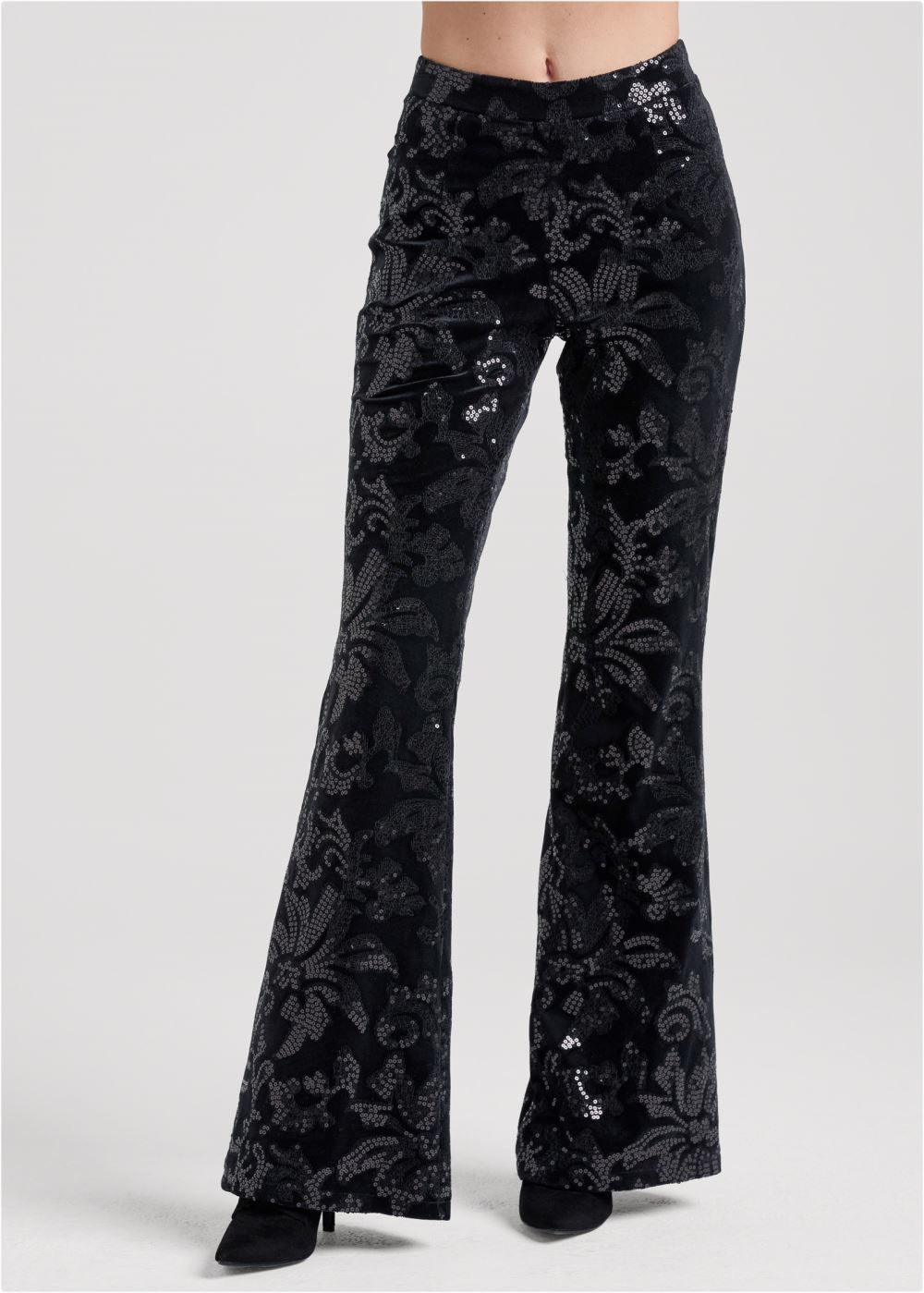 Venus Sequin Pattern Pants in Black Multi
