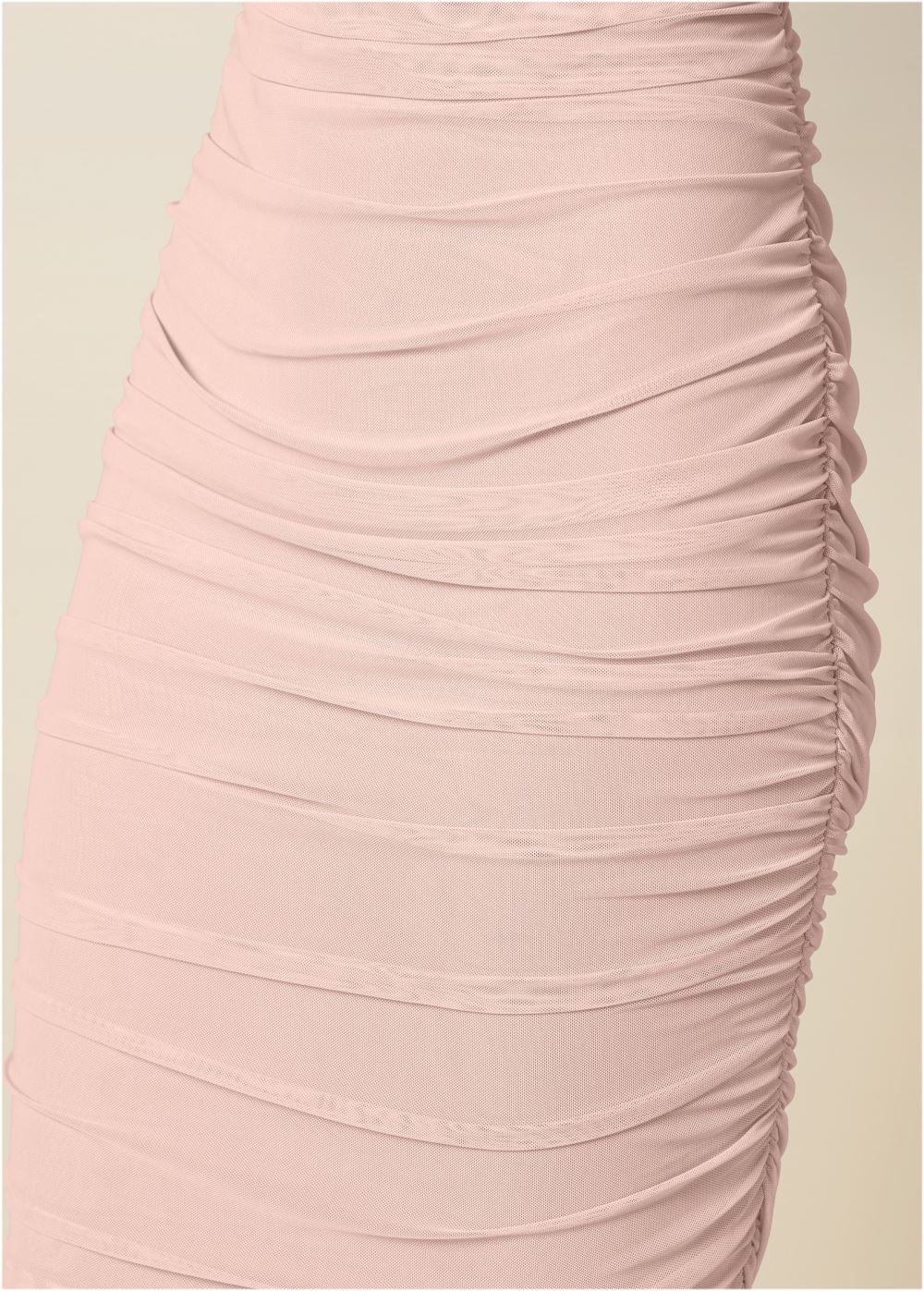 Venus Ruched Mesh Bodycon Dress - Light Pink
