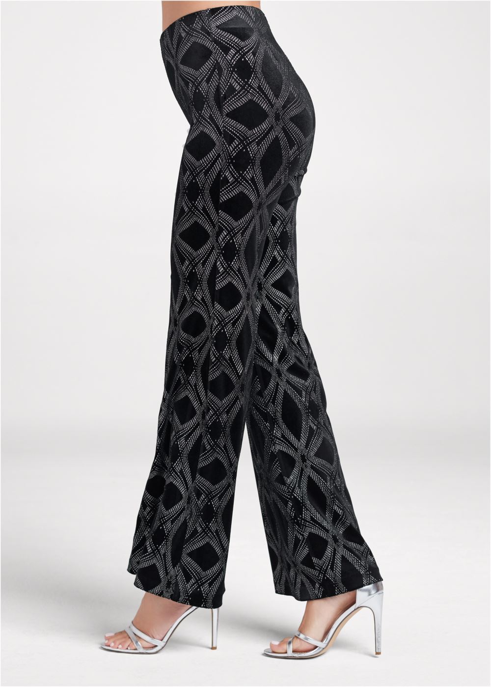 Venus Black & Silver VELVET WIDE LEG PANTS