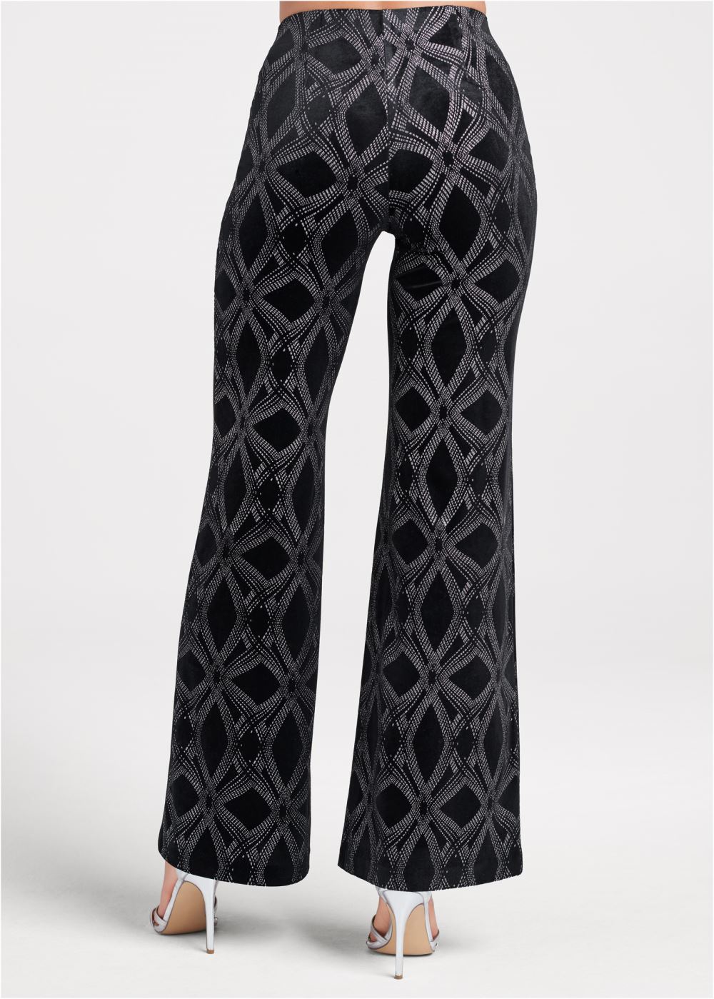 Venus Black & Silver VELVET WIDE LEG PANTS