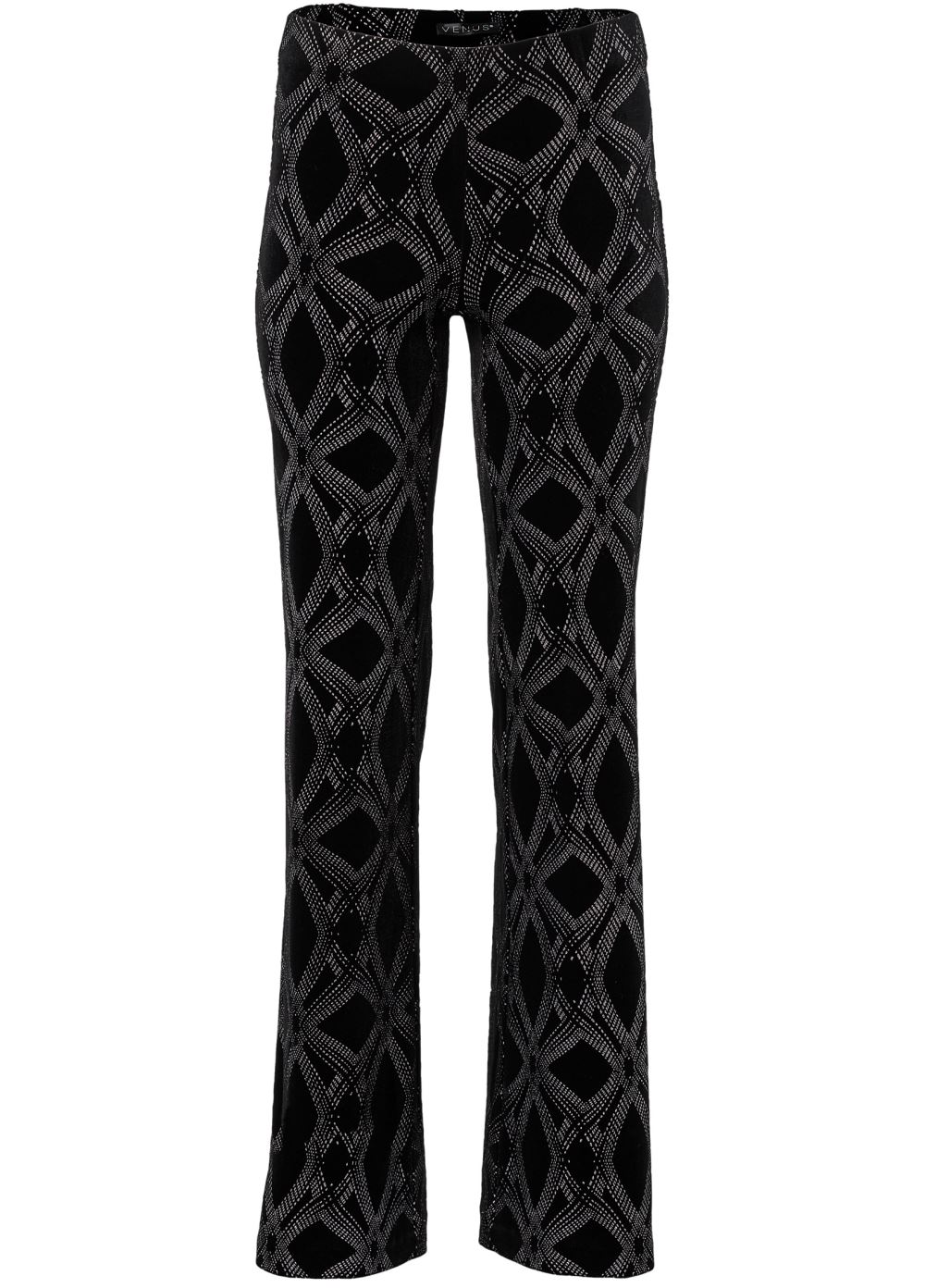 Venus Black & Silver VELVET WIDE LEG PANTS