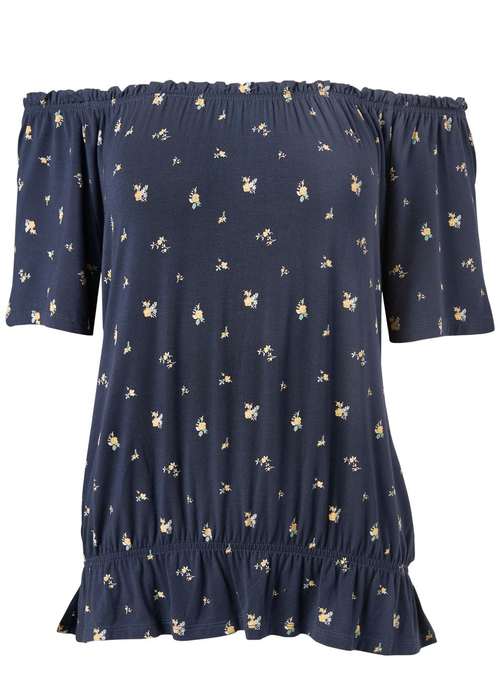 Venus Floral Top in Navy