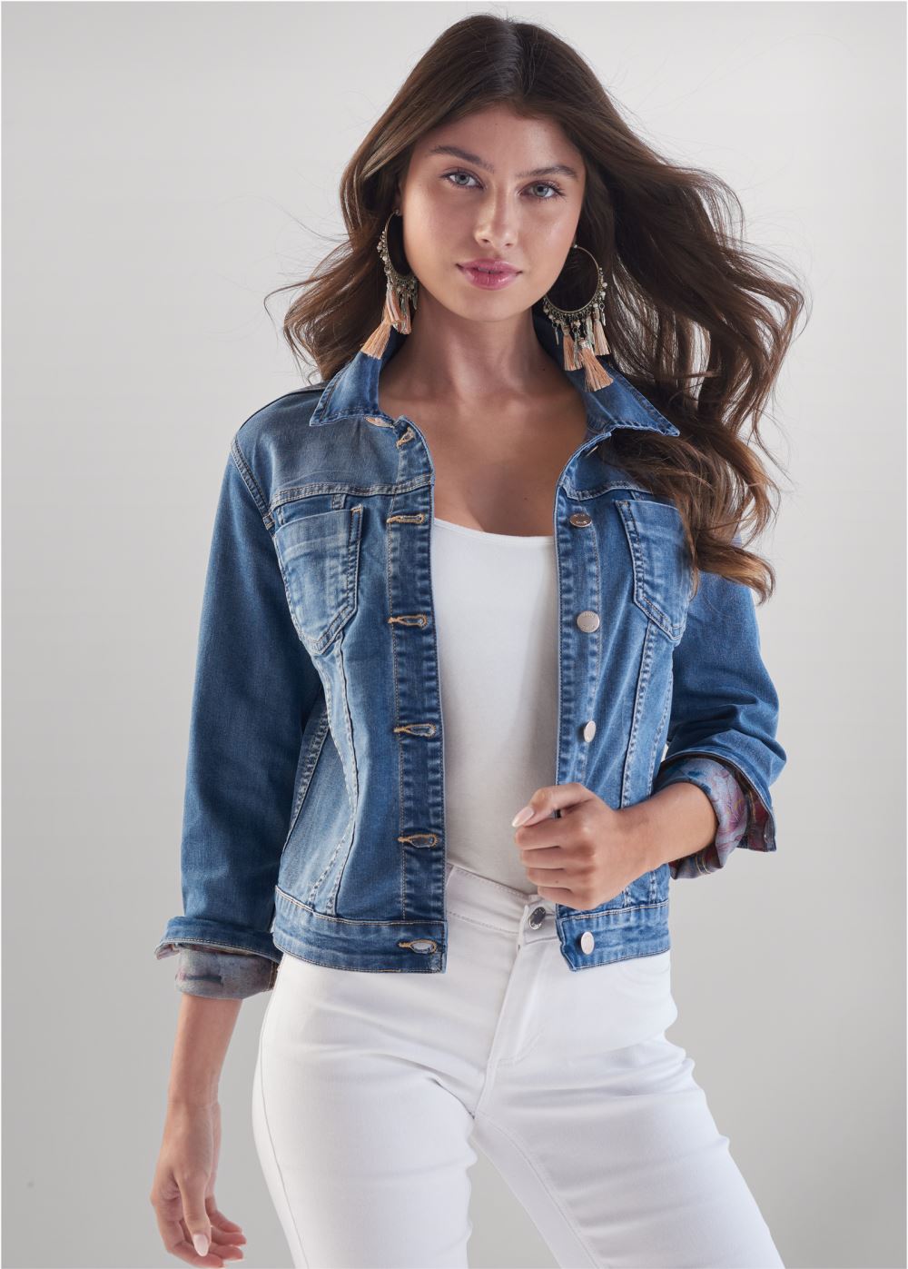 Venus Reversible Denim Jacket in Pink Floral