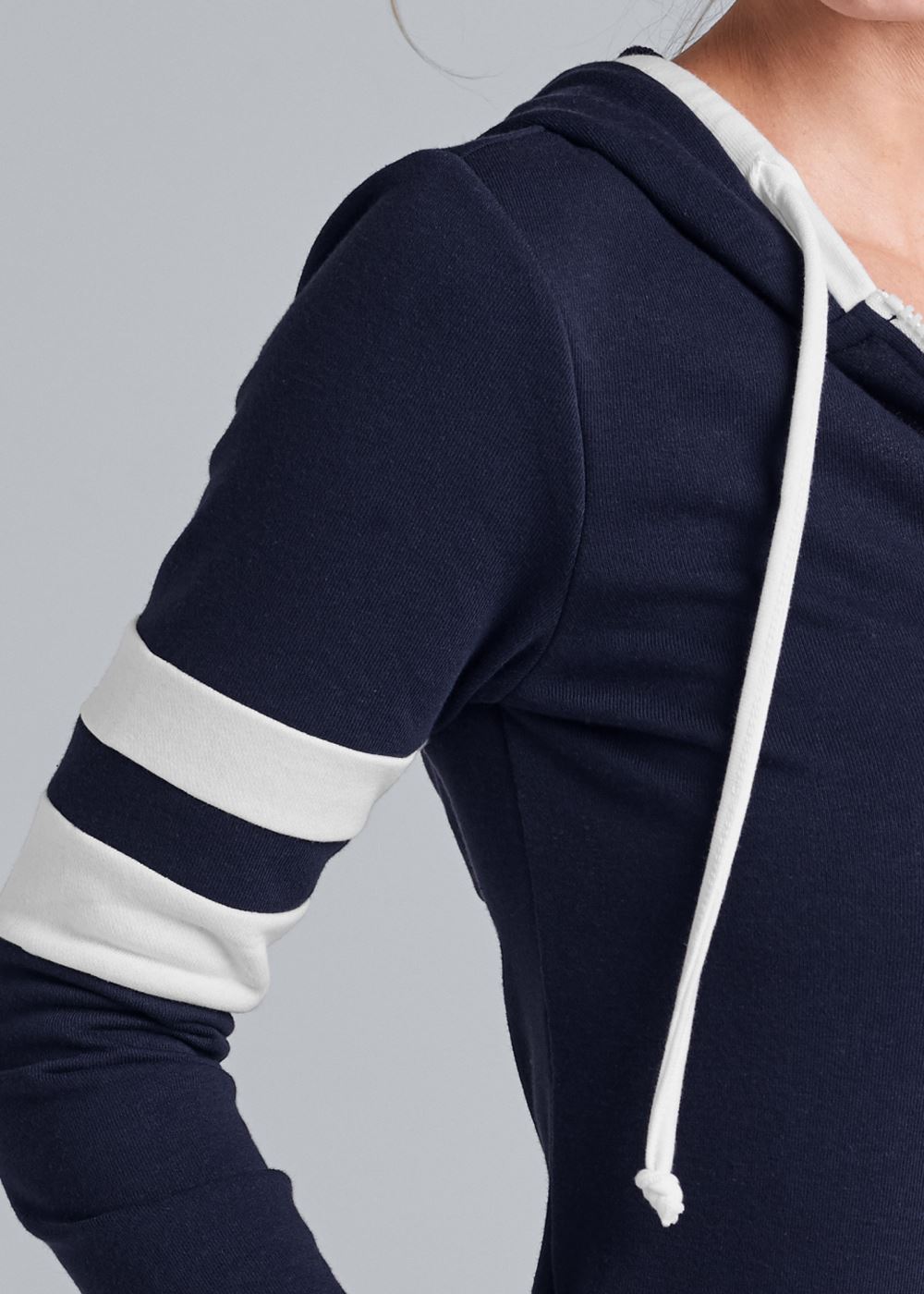 Venus Striped Zipper Front Dress - Navy & White