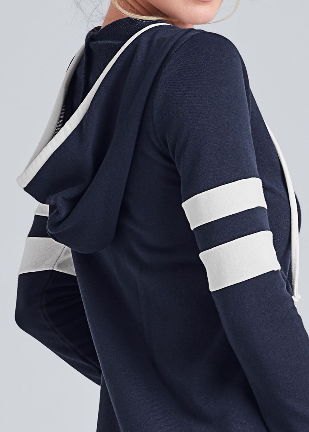 Venus Striped Zipper Front Dress - Navy & White