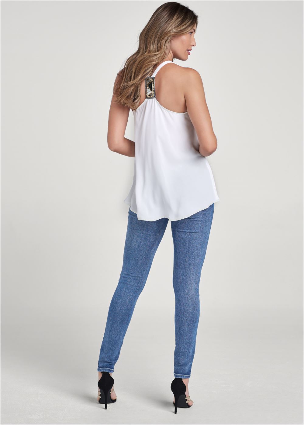 Venus Embellished Tank Top in White