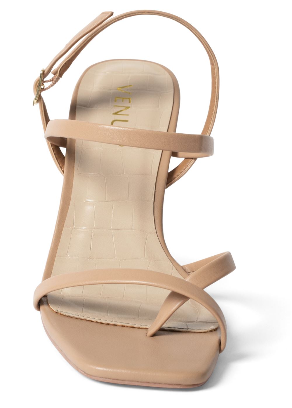 Venus Strappy Toe Loop Heels in Nude