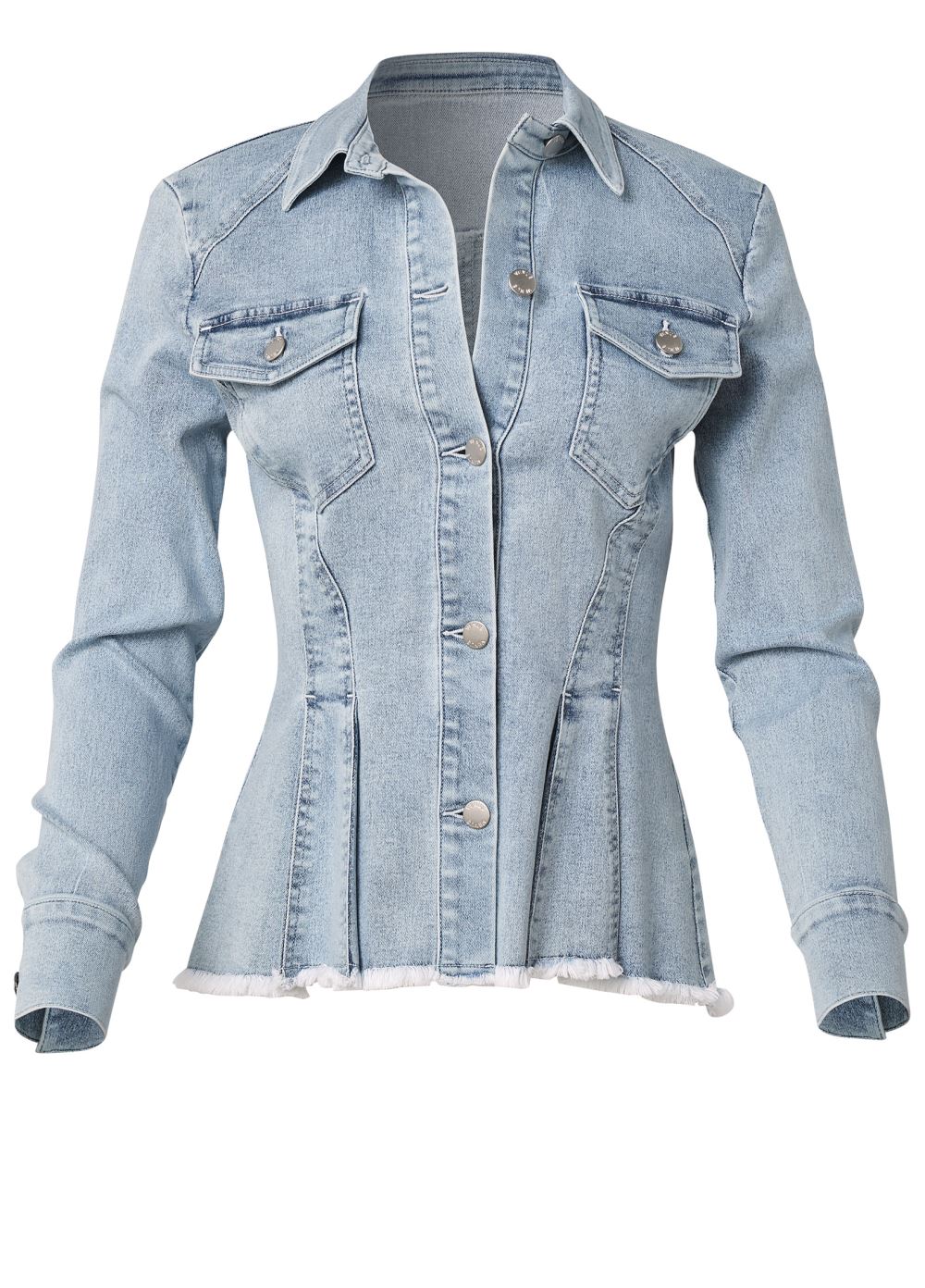 Venus Peplum Jean Jacket in Light Wash
