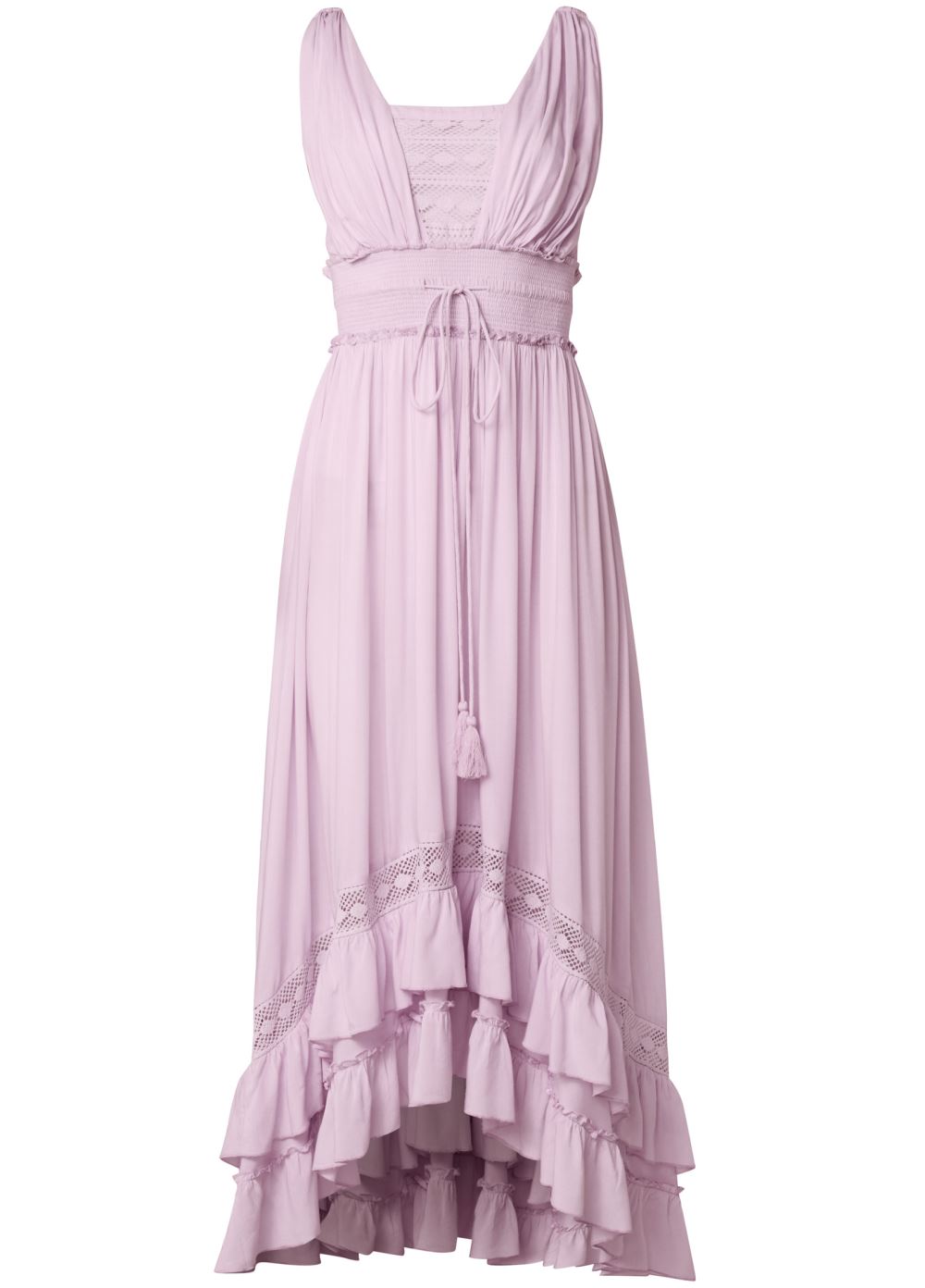 Venus Tiered Lace Trim Maxi Dress - Lilac